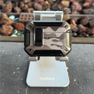 Camouflage AirPods Pro 2 Case Rugged Shockproof Cover with Clip & Keychain Hook